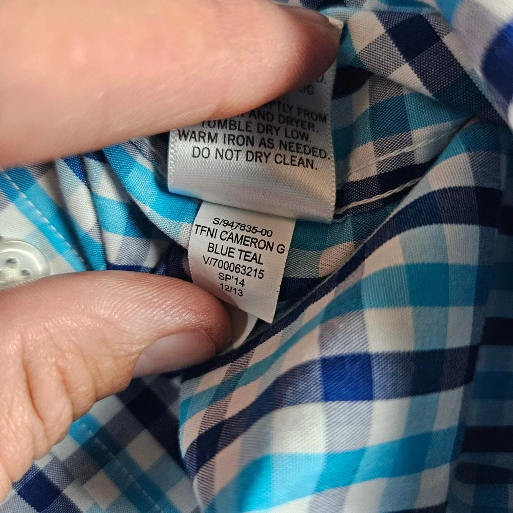 Banana Republic Non Iron Tailored Slim Fit Button Down Shirt XL Blue Plaid‎